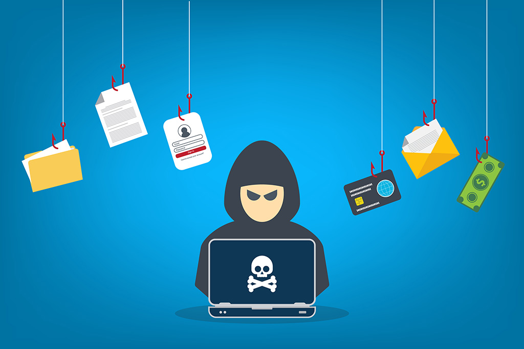 image d'un hacker avec ordinateur portable volant des données confidentielles, des informations personnelles et des détails de carte de crédit. Concept de piratage.